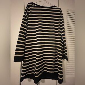 Marc Cain Black and Tan Striped Dress
